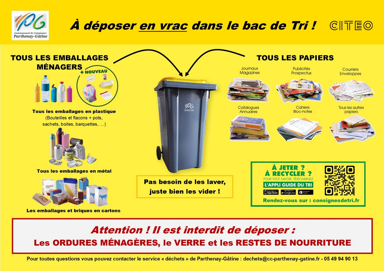 Poubelle de tri sélectif jaune 30 litres - Recyclage des déchets