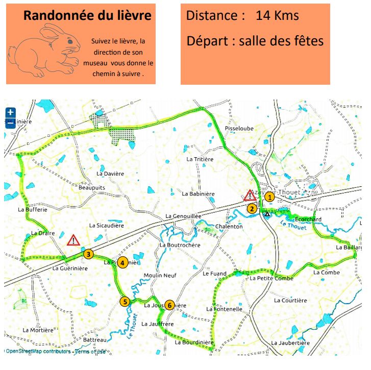Randonnée Le lièvre : 14 km au départ d'Azay-sur-Thouet. - Agrandir l'image (fenêtre modale)